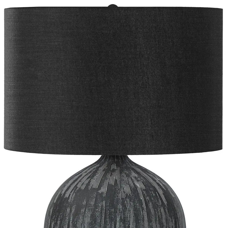 23" Black Ceramic Round Table Lamp With Black Drum Shade Homeroots Lighting