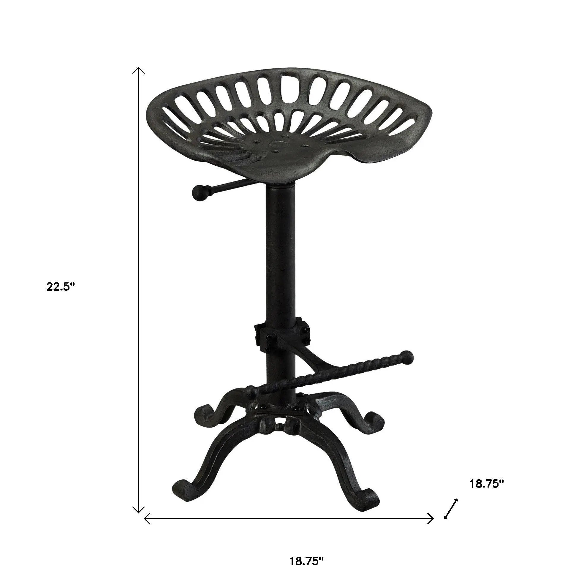 23" Black Iron Backless Adjustable Height Bar Chair Homeroots Living Room