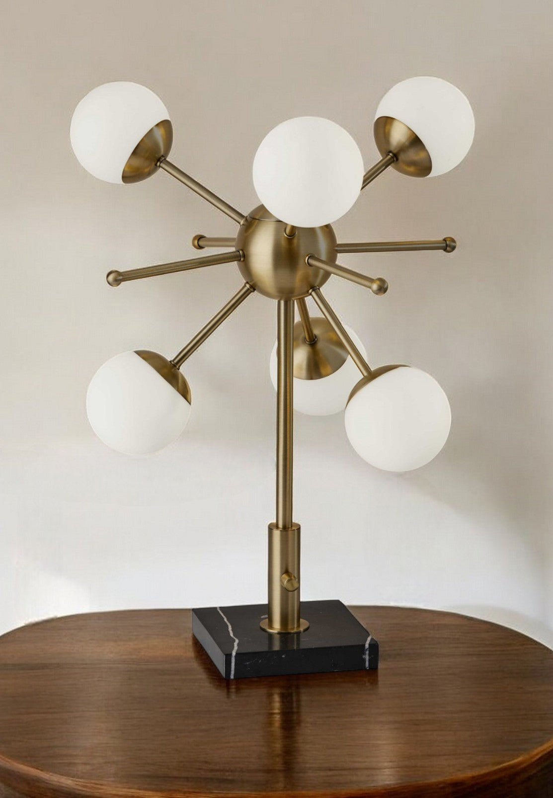 23" Black Metal Six Light Standard Table Lamp - GreatEagleInc