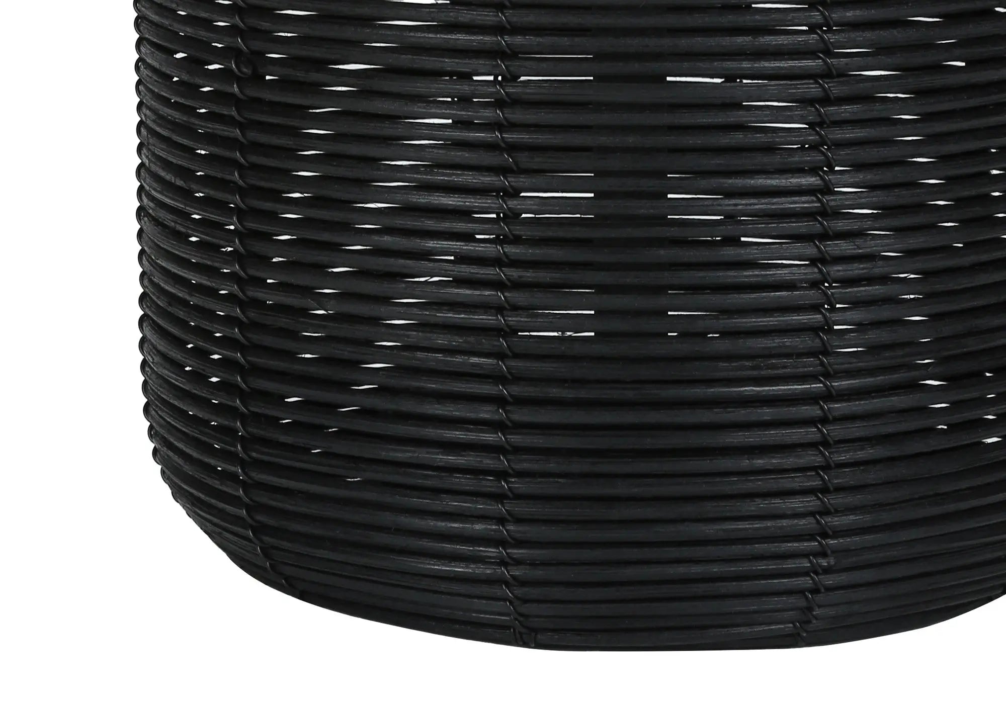 23" Black Rattan Round Table Lamp With Ivory Drum Shade Homeroots Lighting