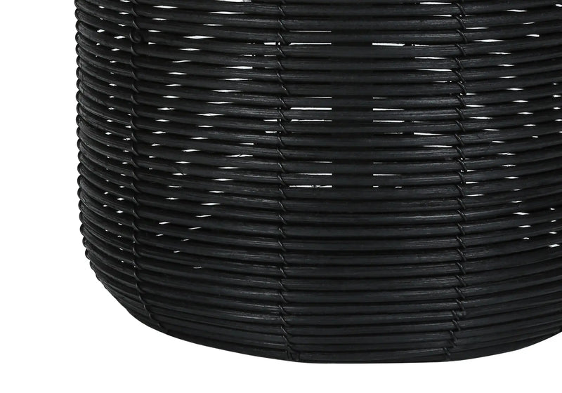 23" Black Rattan Round Table Lamp With Ivory Drum Shade Homeroots Lighting