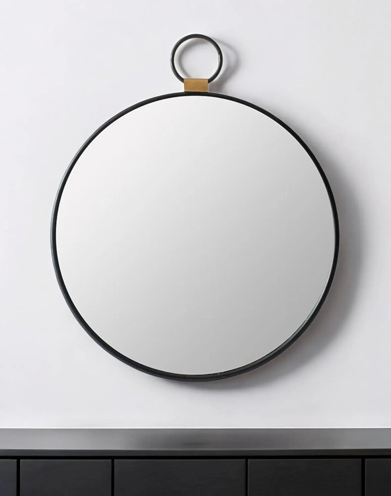 23" Black Round Metal Framed Accent Mirror Homeroots Bed & Bath