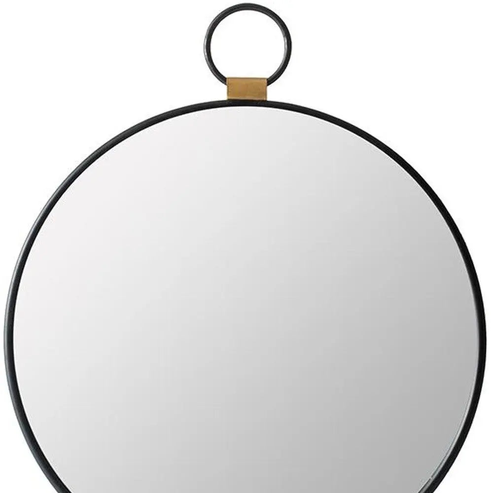 23" Black Round Metal Framed Accent Mirror Homeroots Bed & Bath