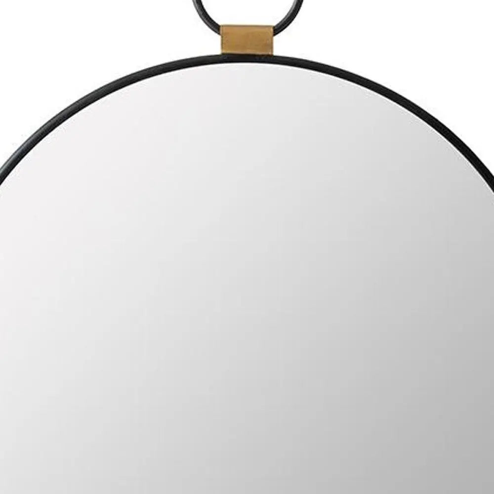 23" Black Round Metal Framed Accent Mirror Homeroots Bed & Bath