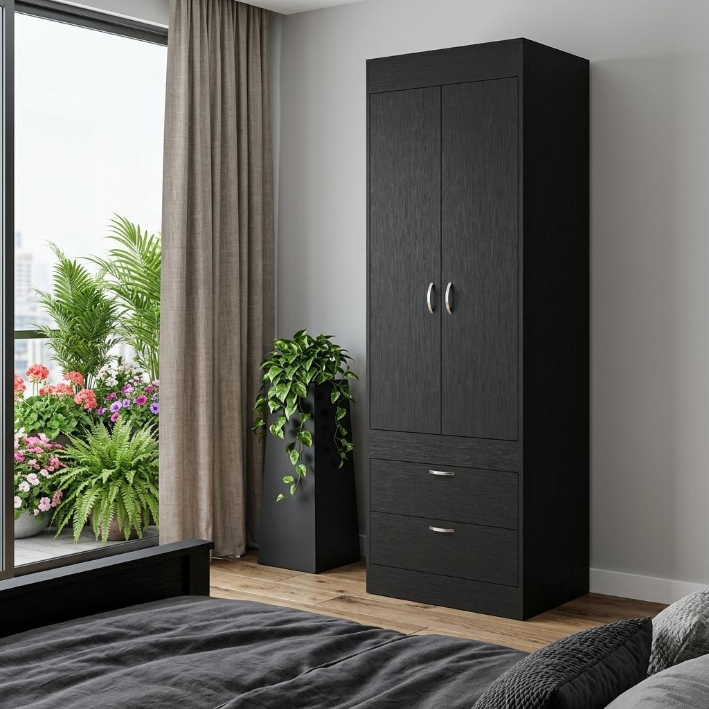 23" Black Two Drawer Dresser Homeroots Bed & Bath