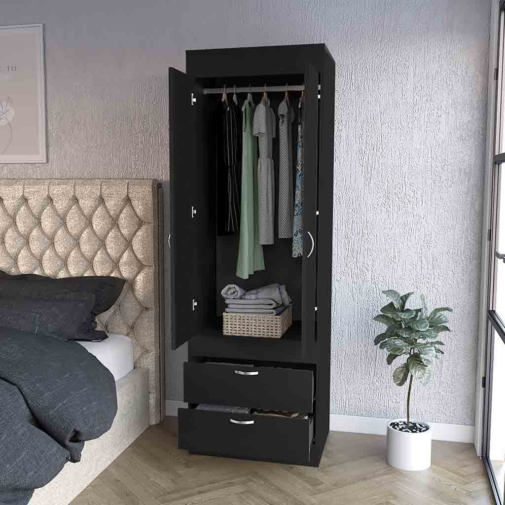 23" Black Two Drawer Dresser Homeroots Bed & Bath