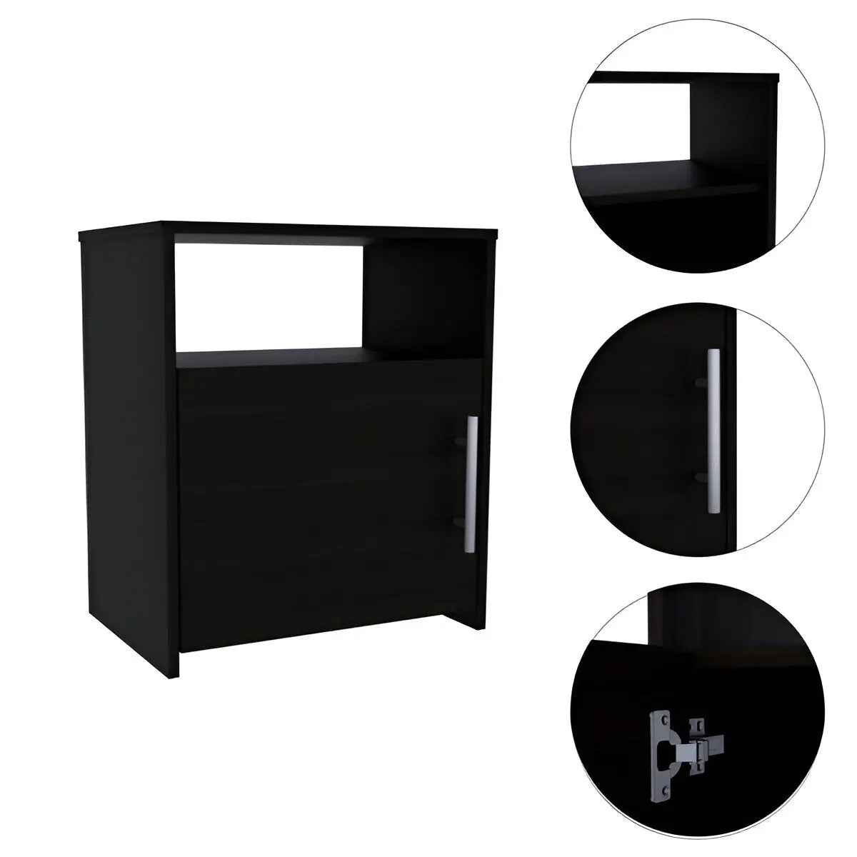 23" Black Wood Nightstand Homeroots Bed & Bath