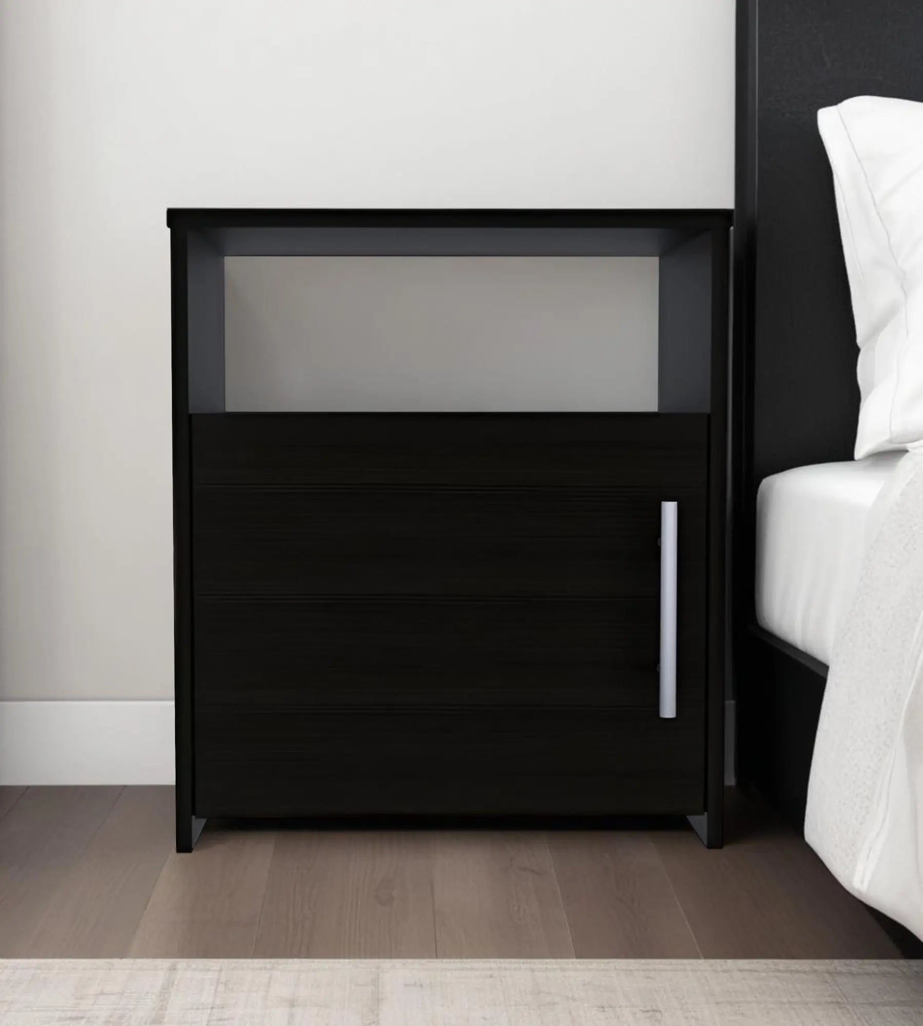 23" Black Wood Nightstand Homeroots Bed & Bath