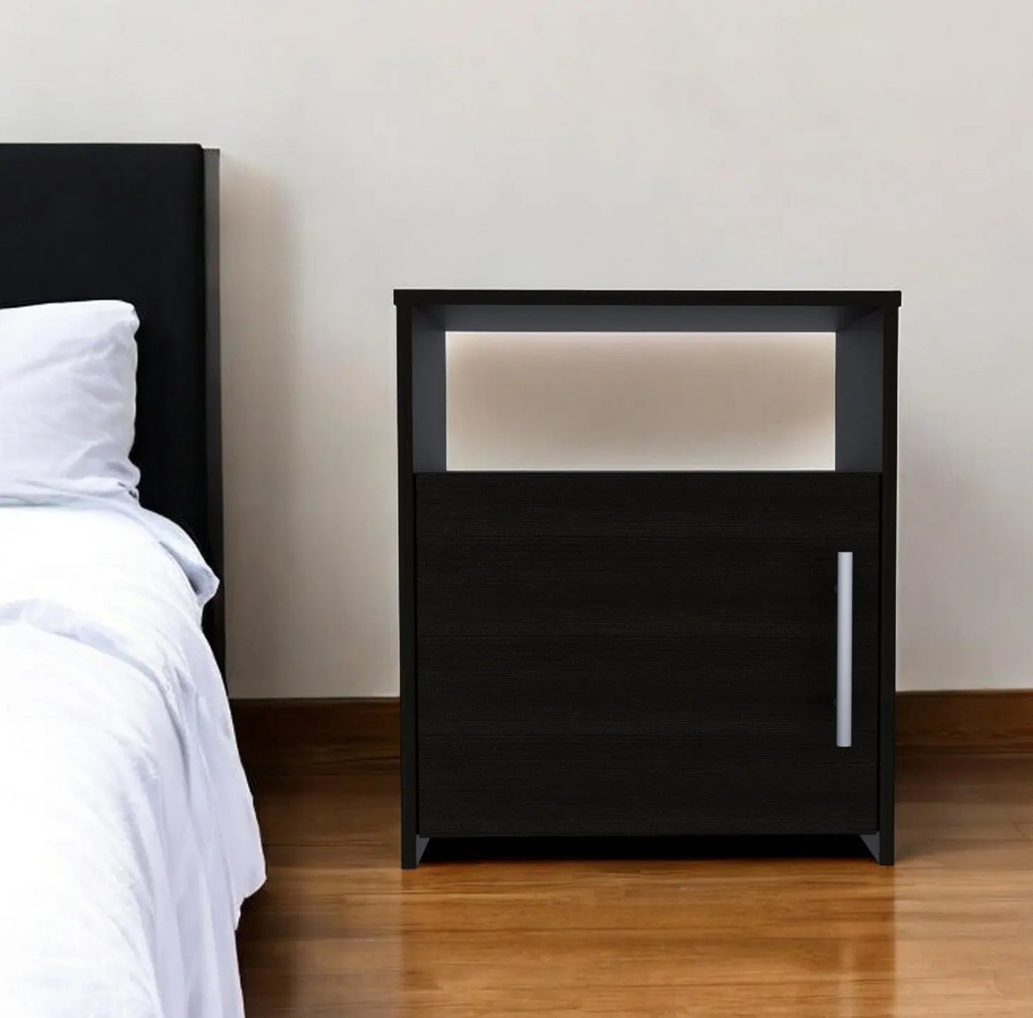 23" Black Wood Nightstand Homeroots Bed & Bath