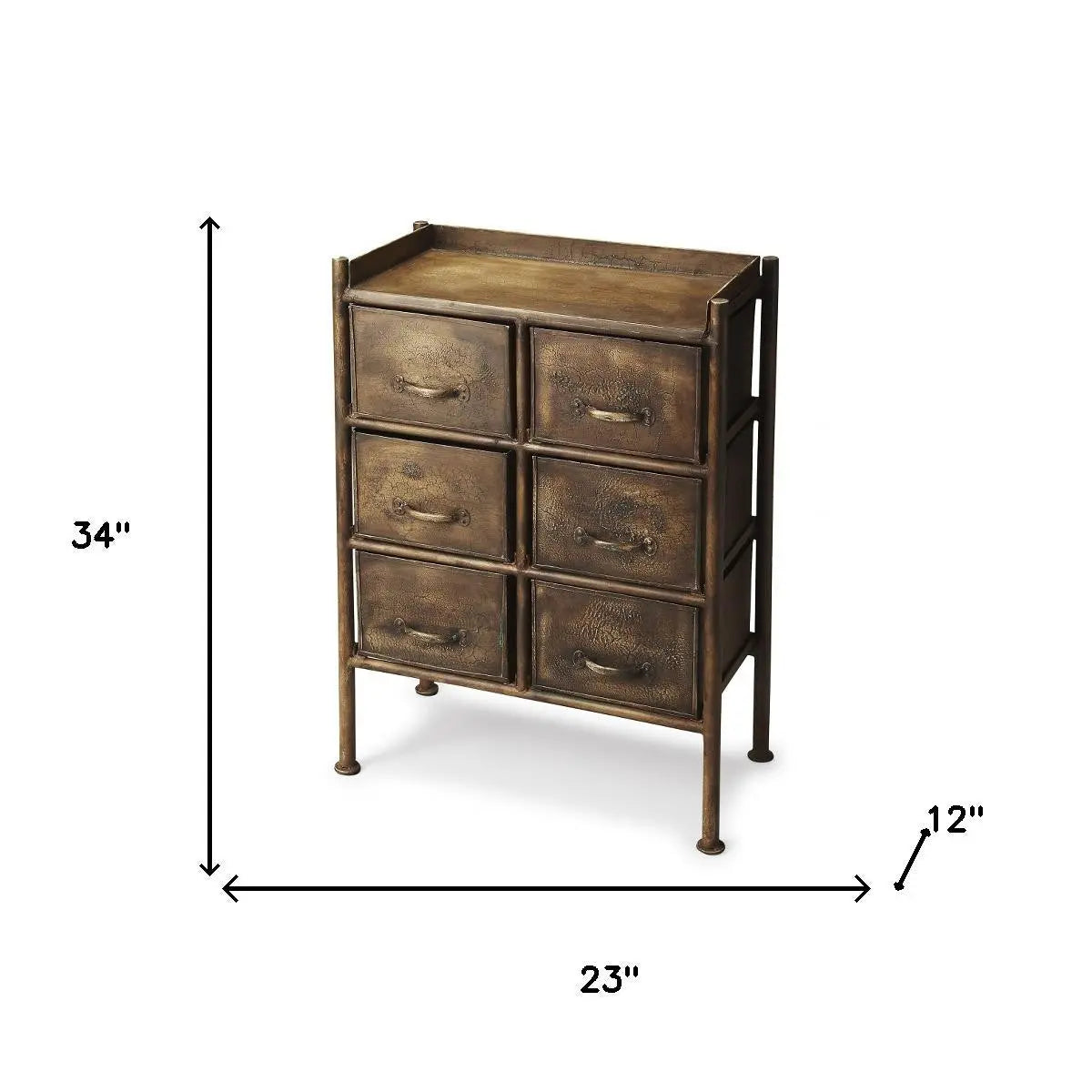 23" Bronze Metal Six Drawer Chest Homeroots Bed & Bath