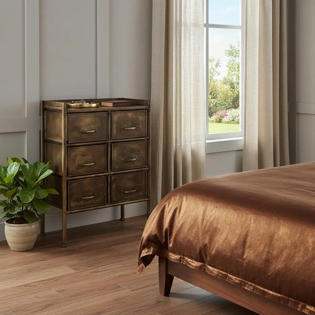 23" Bronze Metal Six Drawer Chest Homeroots Bed & Bath