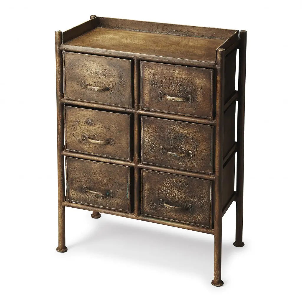 23" Bronze Metal Six Drawer Chest Homeroots Bed & Bath
