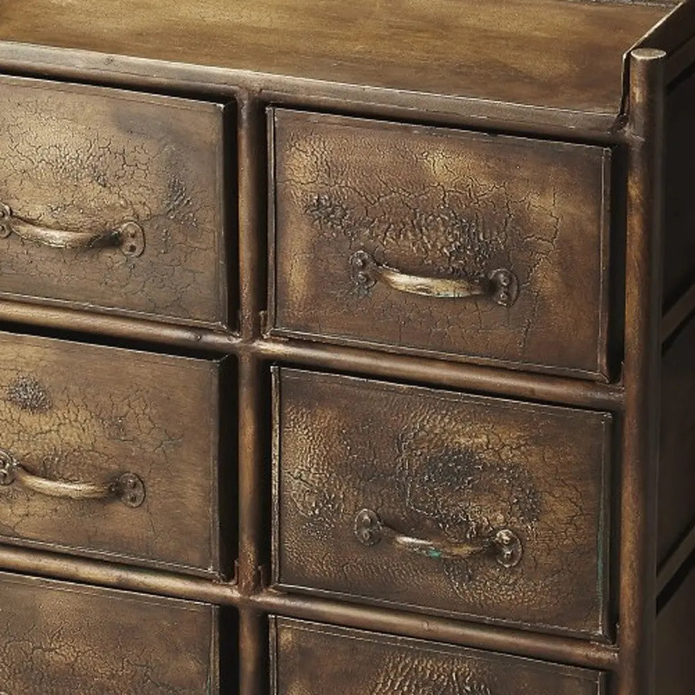 23" Bronze Metal Six Drawer Chest Homeroots Bed & Bath