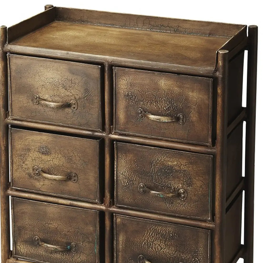 23" Bronze Metal Six Drawer Chest Homeroots Bed & Bath