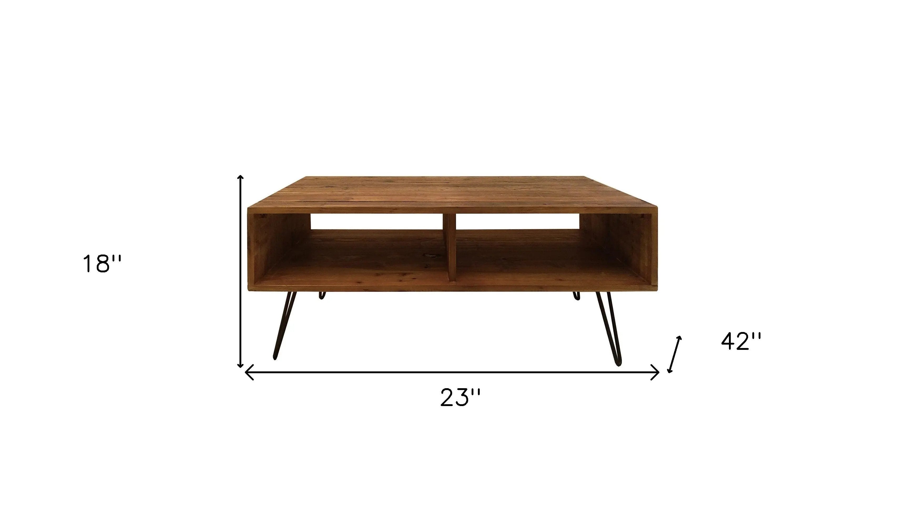 23" Brown And Black Wood And Metal Coffee Table With Shelf Homeroots Living Room