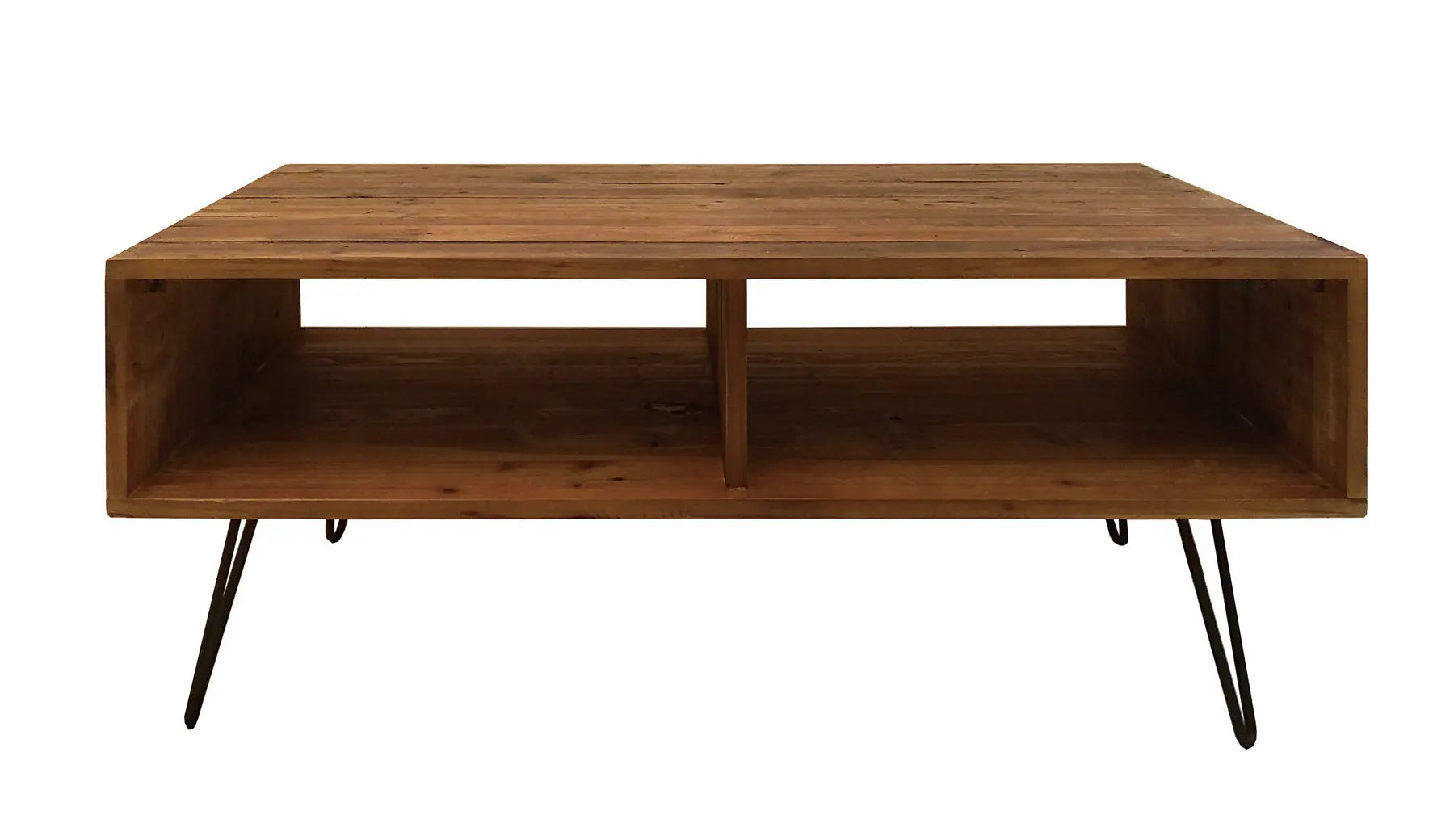 23" Brown And Black Wood And Metal Coffee Table With Shelf Homeroots Living Room