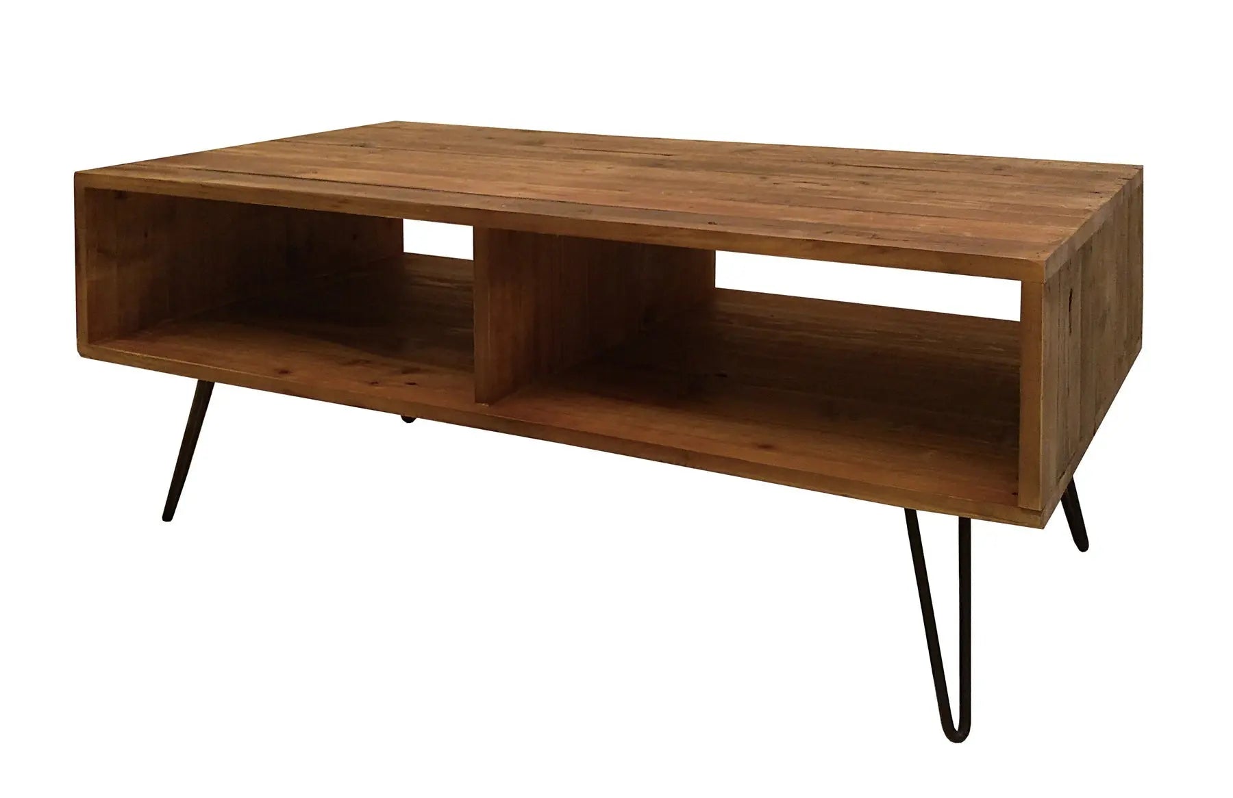 23" Brown And Black Wood And Metal Coffee Table With Shelf Homeroots Living Room