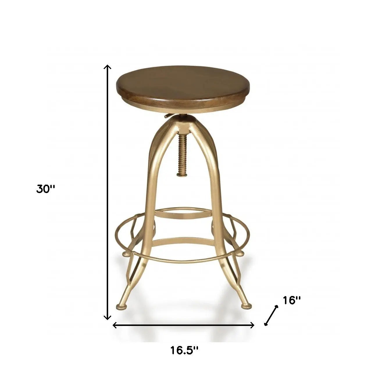 23" Brown And Gold Steel Swivel Backless Adjustable Height Bar Chair Homeroots Living Room