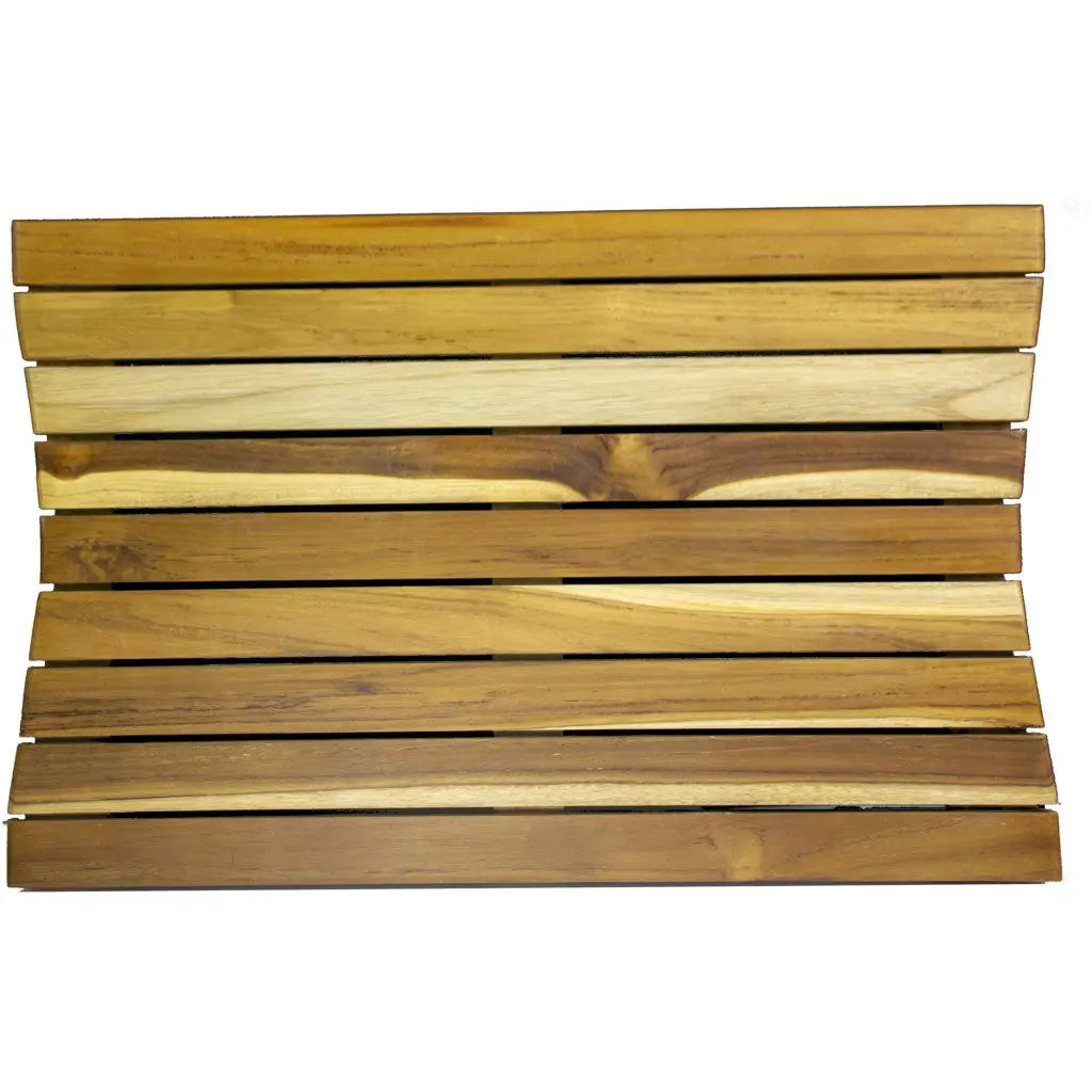 23" Brown Teak Slat Non Slip Bath Mat Homeroots Bed & Bath