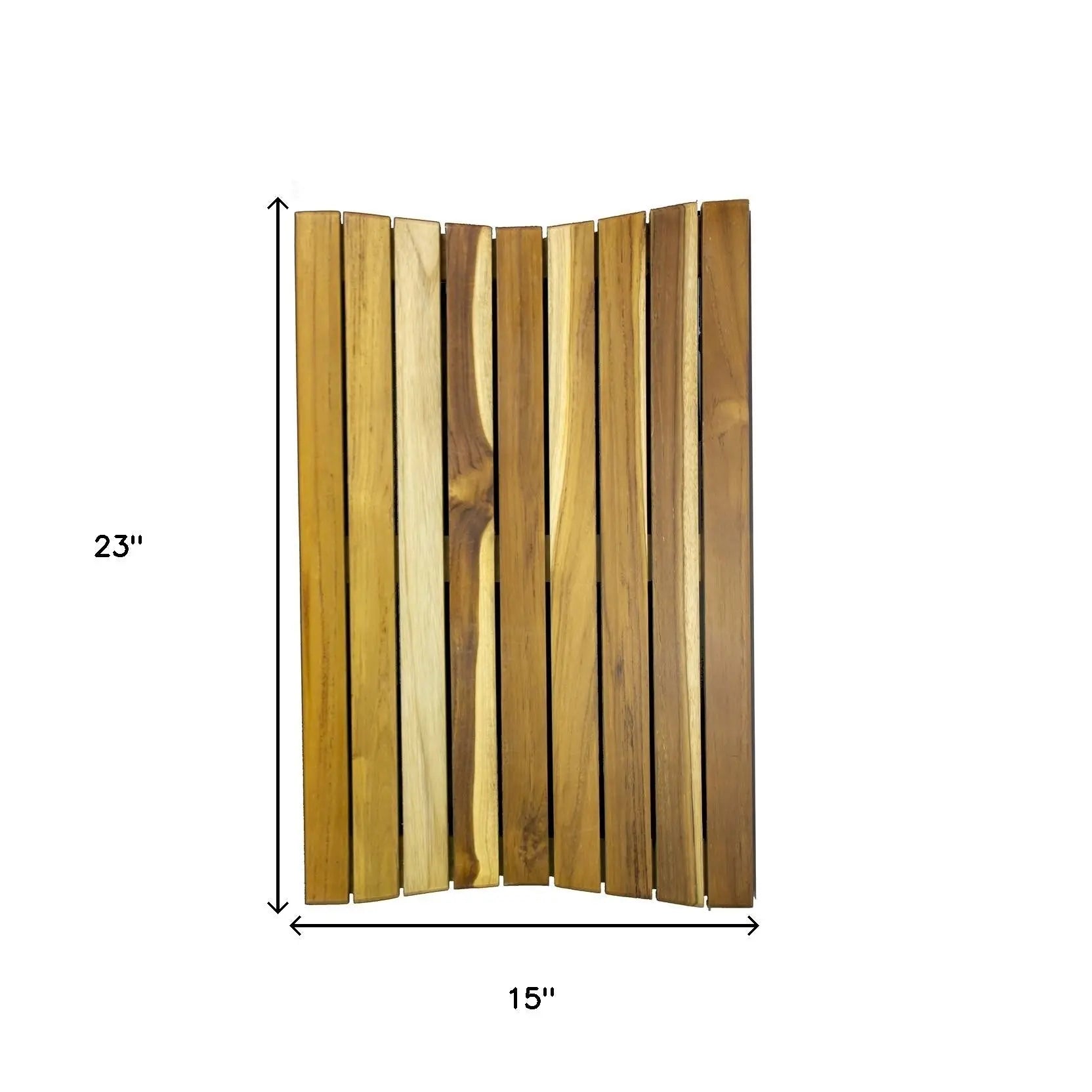 23" Brown Teak Slat Non Slip Bath Mat Homeroots Bed & Bath