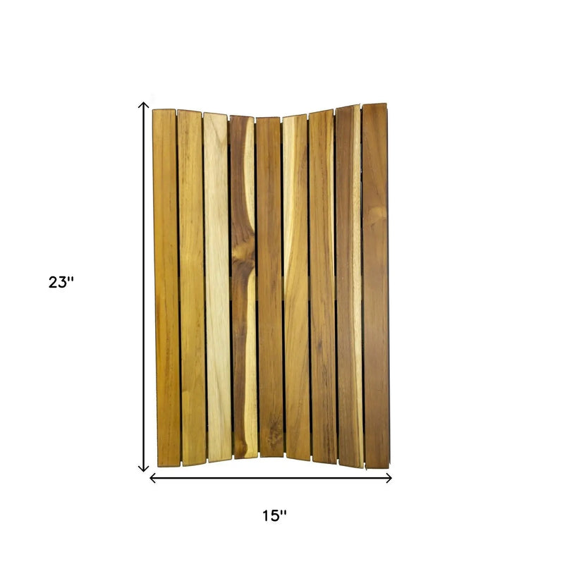 23" Brown Teak Slat Non Slip Bath Mat Homeroots Bed & Bath