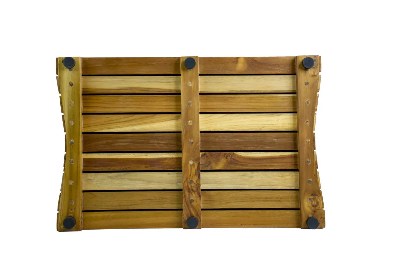 23" Brown Teak Slat Non Slip Bath Mat Homeroots Bed & Bath