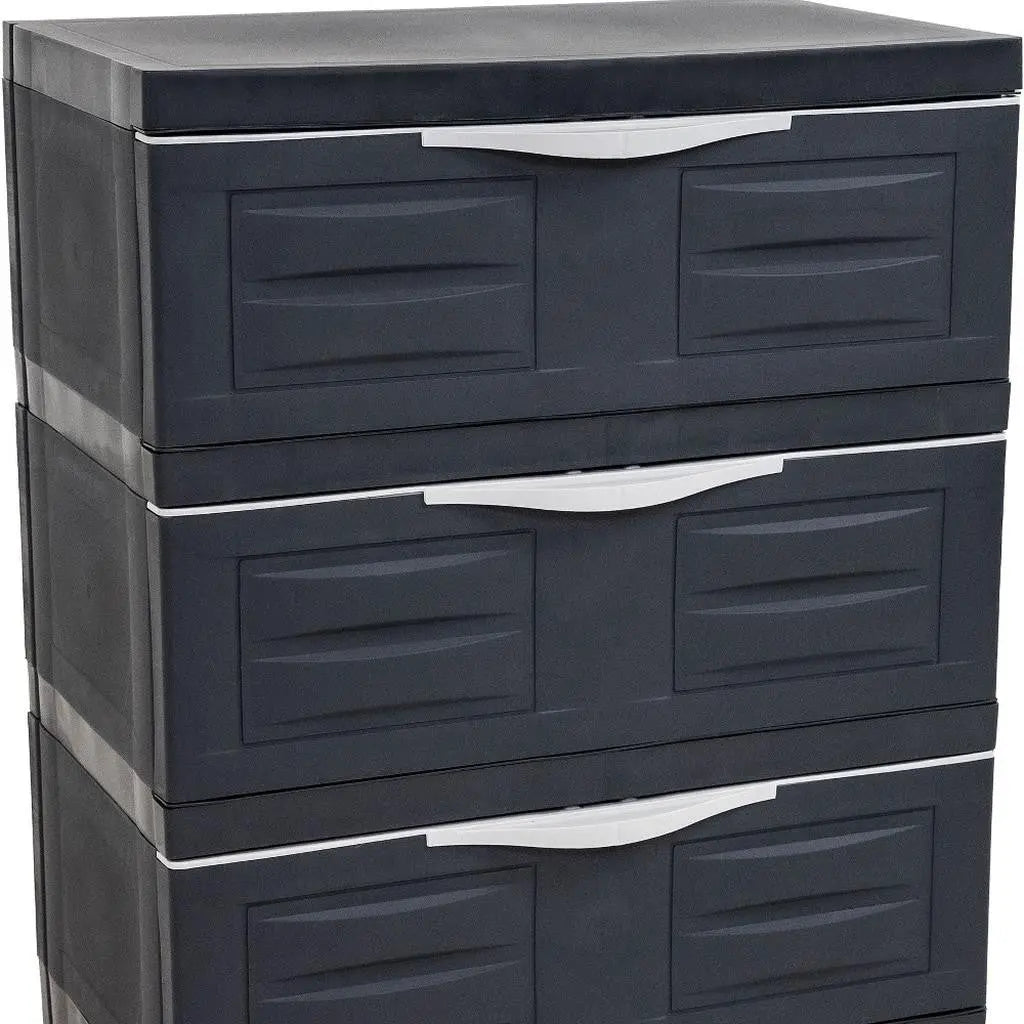 23" Charcoal Plastic Accent Cabinet With Three Drawers Homeroots Kitchen & Dining