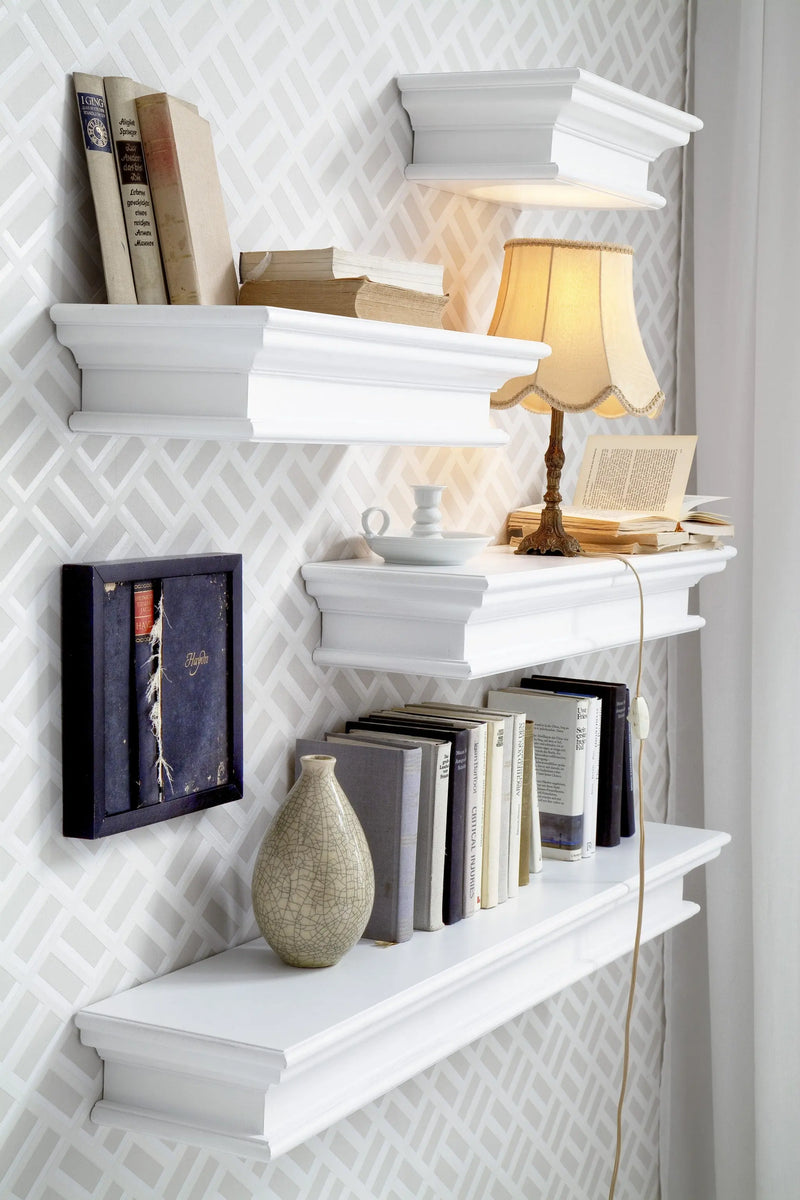 23" Classic White Floating Wall Shelf Homeroots Organization