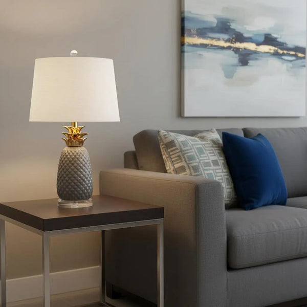 23" Clear Globe Table Lamp With Drum Shade Homeroots Lighting