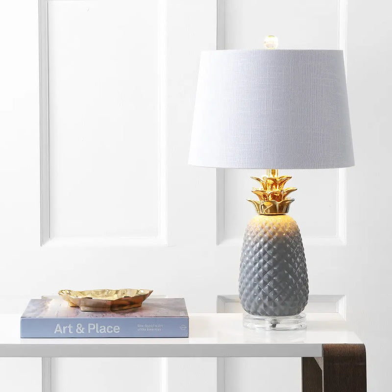 23" Clear Globe Table Lamp With Drum Shade Homeroots Lighting