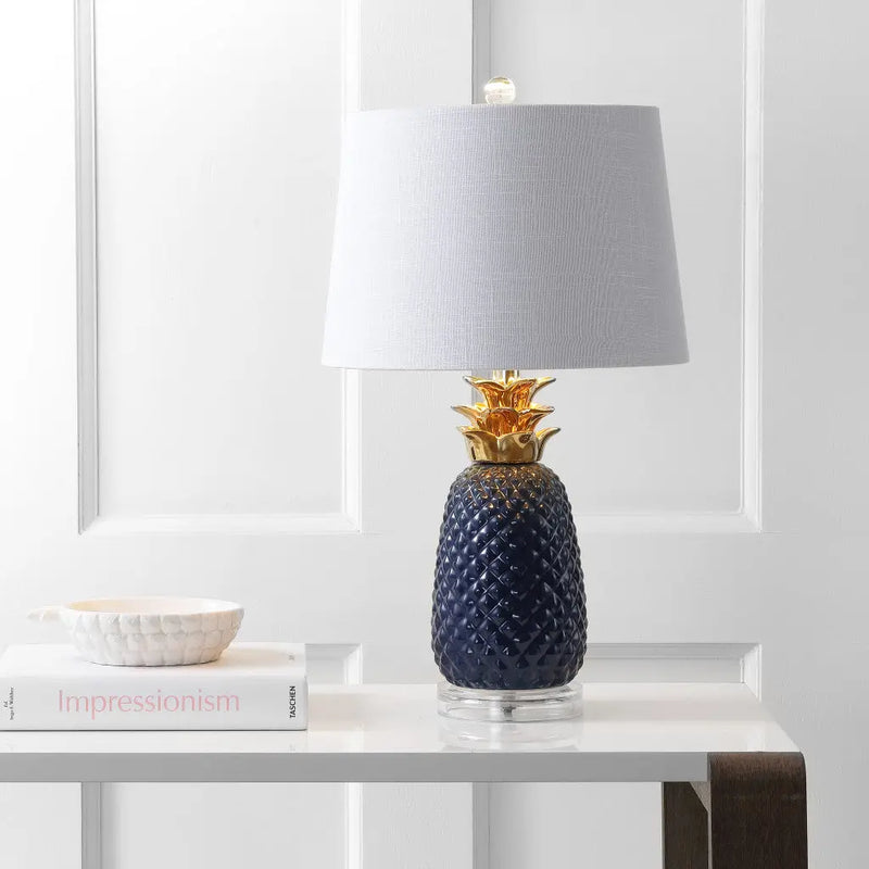 23" Clear Novelty Table Lamp With Drum Shade Homeroots Lighting
