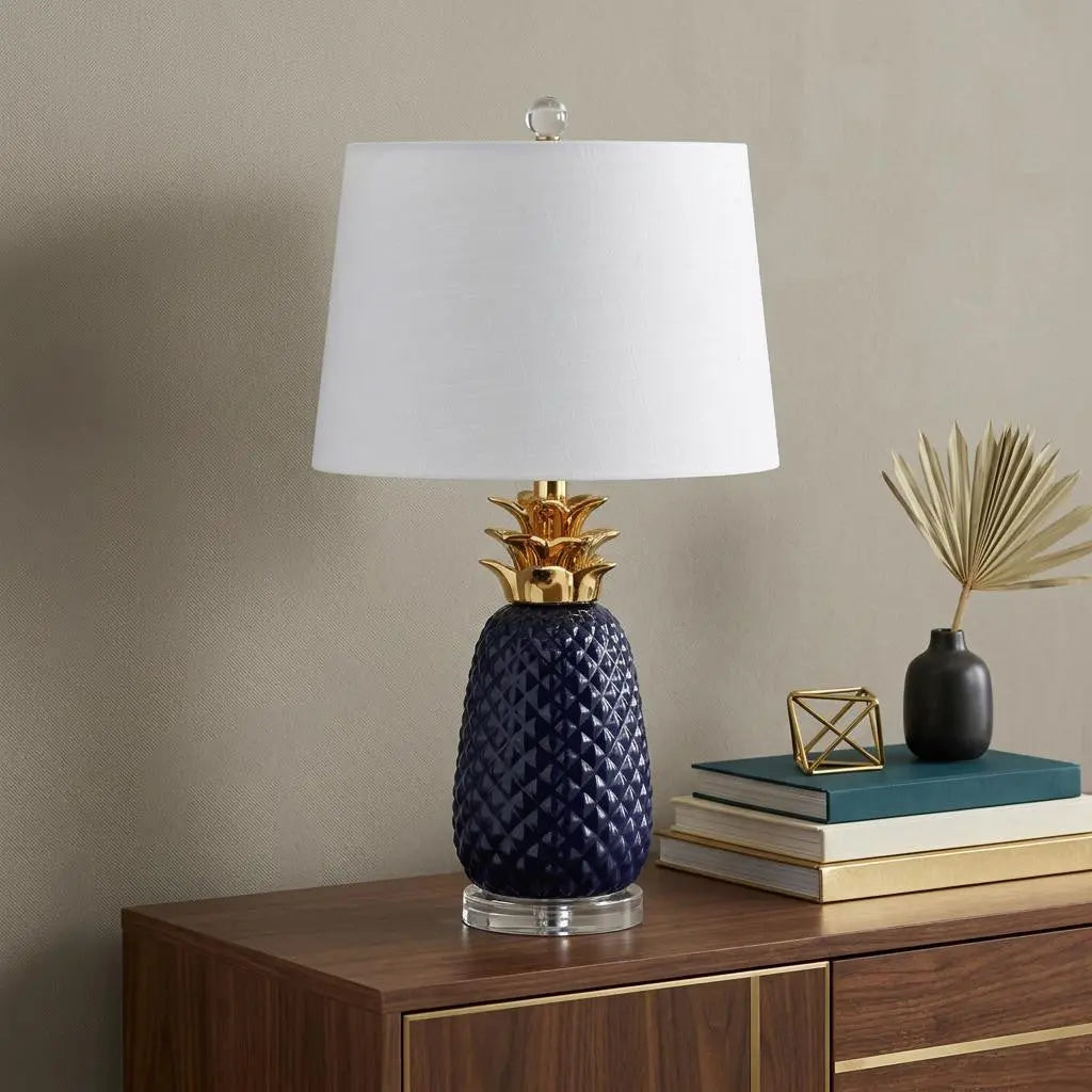23" Clear Novelty Table Lamp With Drum Shade Homeroots Lighting