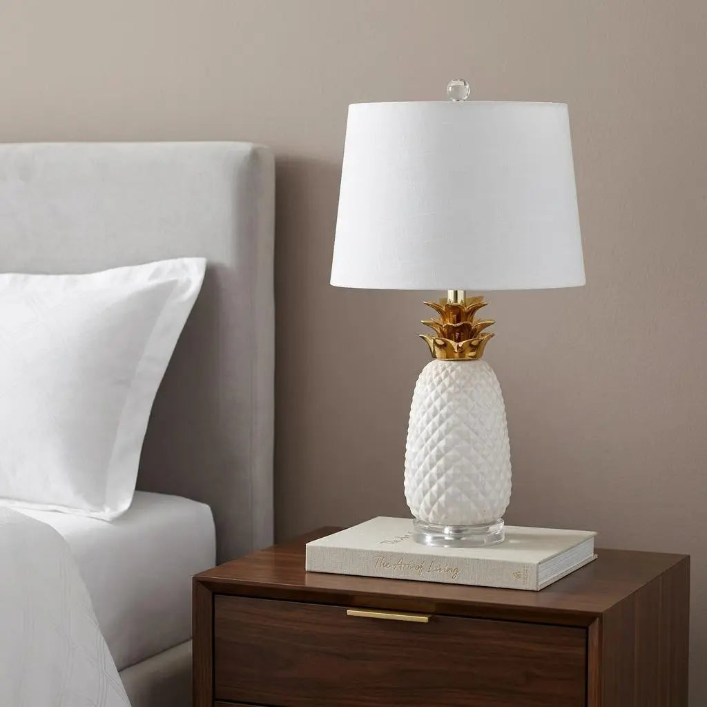 23" Clear Novelty Table Lamp With Drum Shade Homeroots Lighting