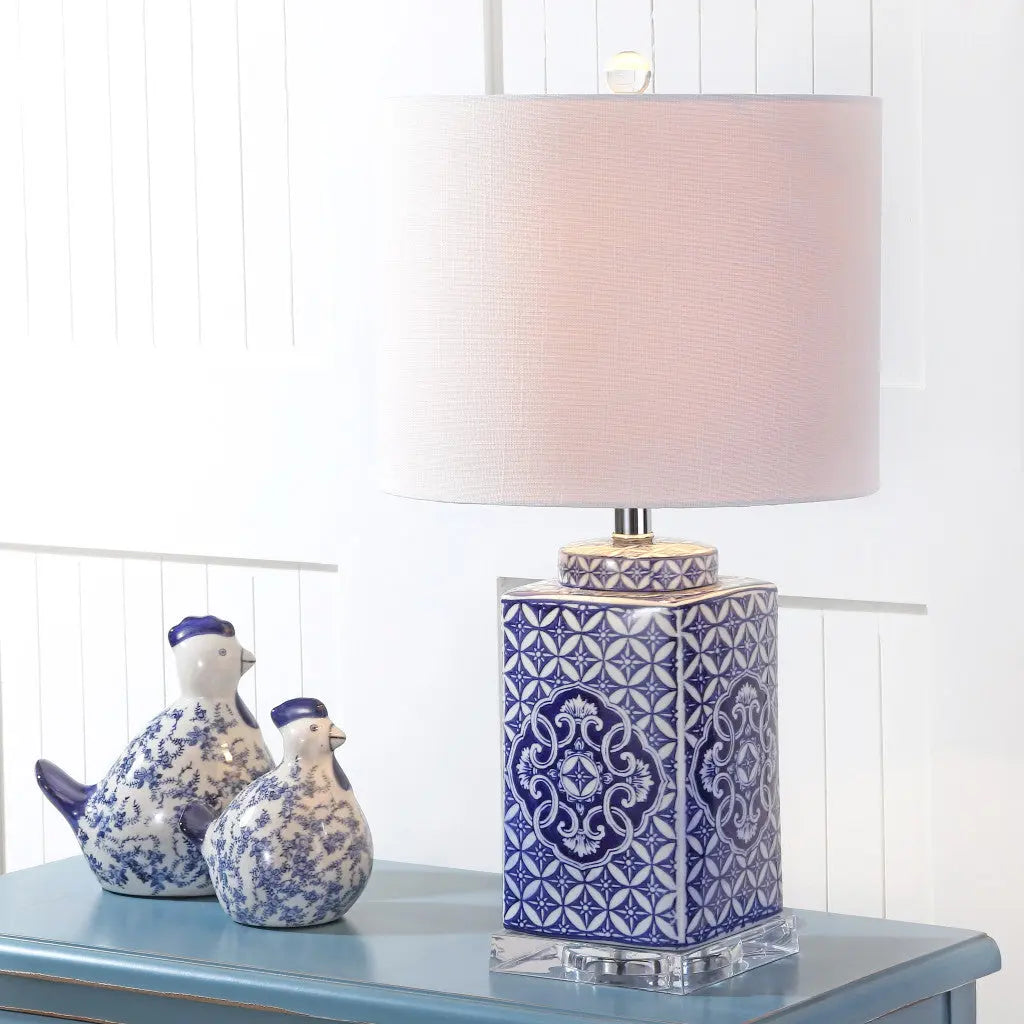 23" Clear Novelty Table Lamp With Drum Shade Homeroots Lighting