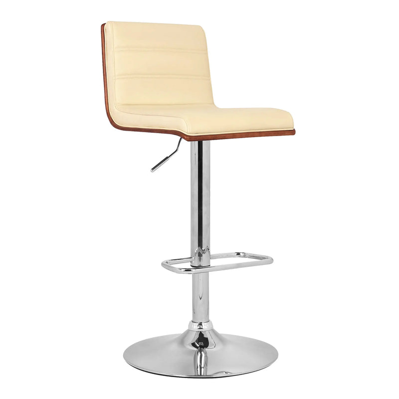 23" Cream And Silver Iron Swivel Low Back Adjustable Height Bar Chair - GreatEagleInc
