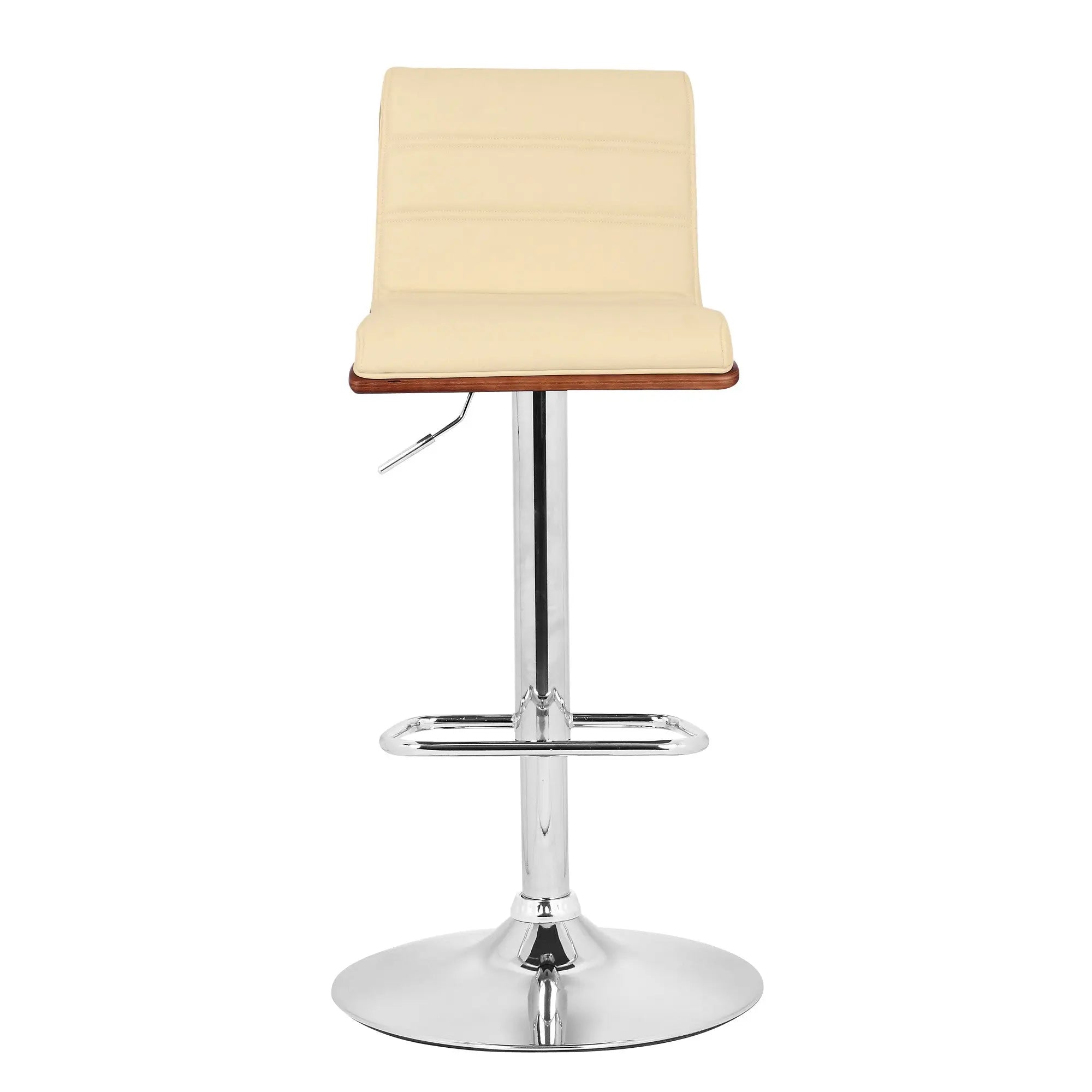 23" Cream And Silver Iron Swivel Low Back Adjustable Height Bar Chair - GreatEagleInc