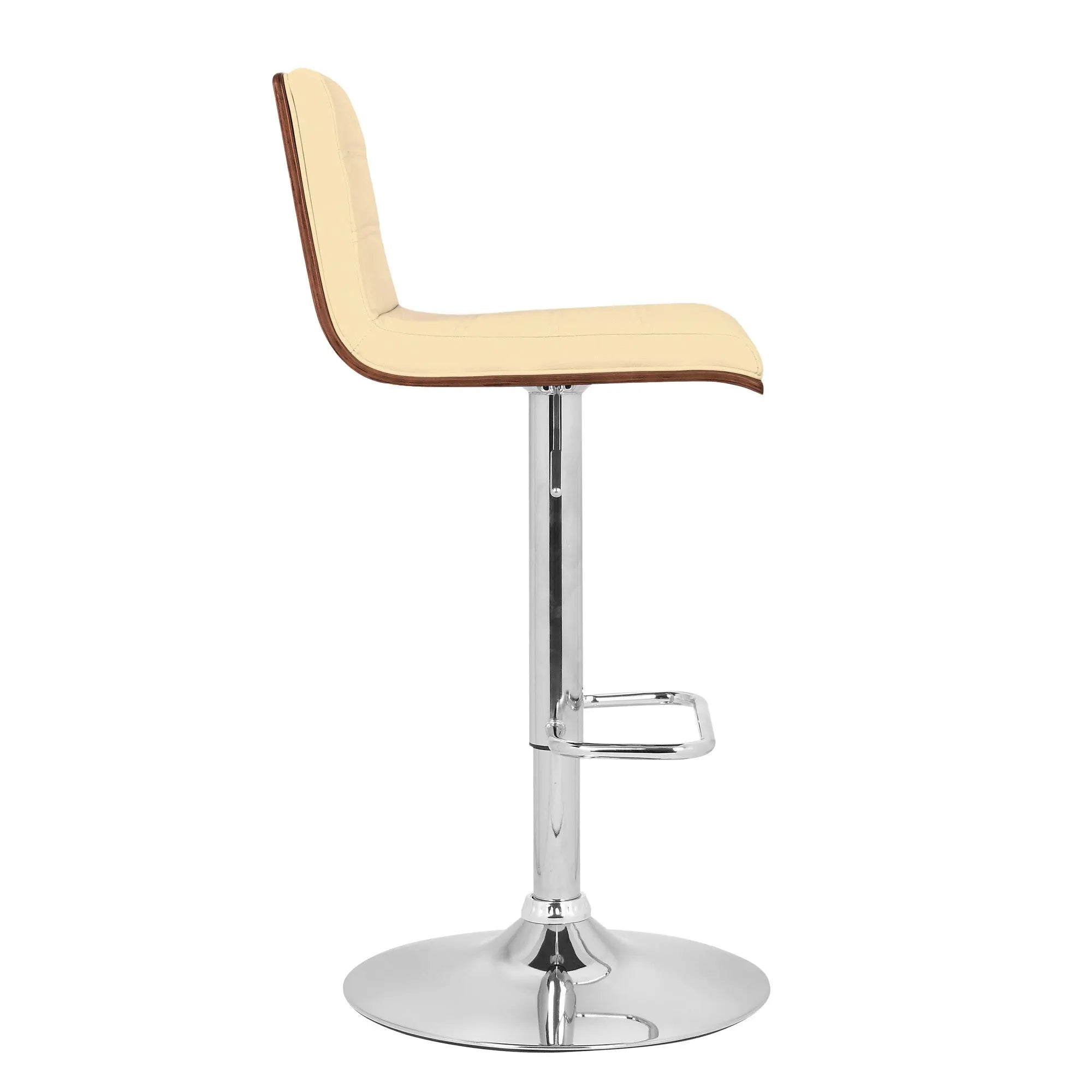 23" Cream And Silver Iron Swivel Low Back Adjustable Height Bar Chair - GreatEagleInc