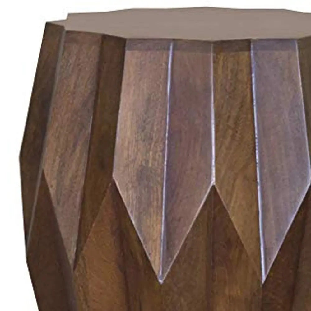 23" Dark Brown Solid Wood Drum End Table Homeroots Living Room