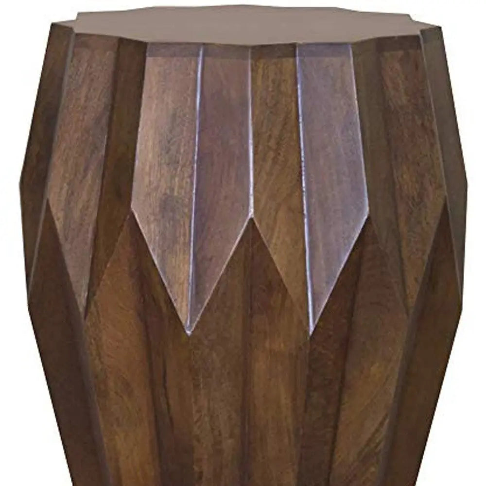 23" Dark Brown Solid Wood Drum End Table Homeroots Living Room