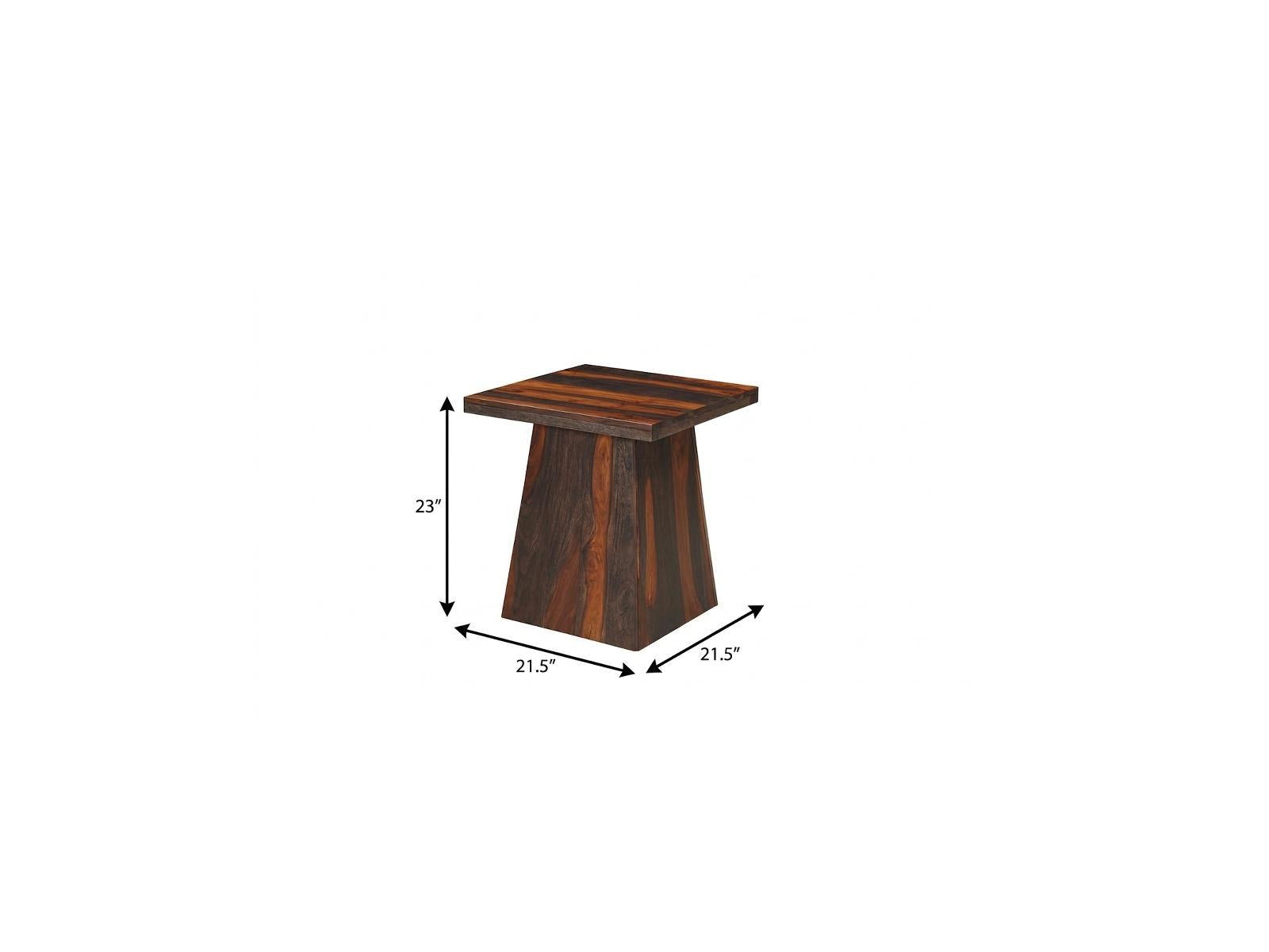 23" Dark Brown Solid Wood Square Pedestal End Table Homeroots Living Room