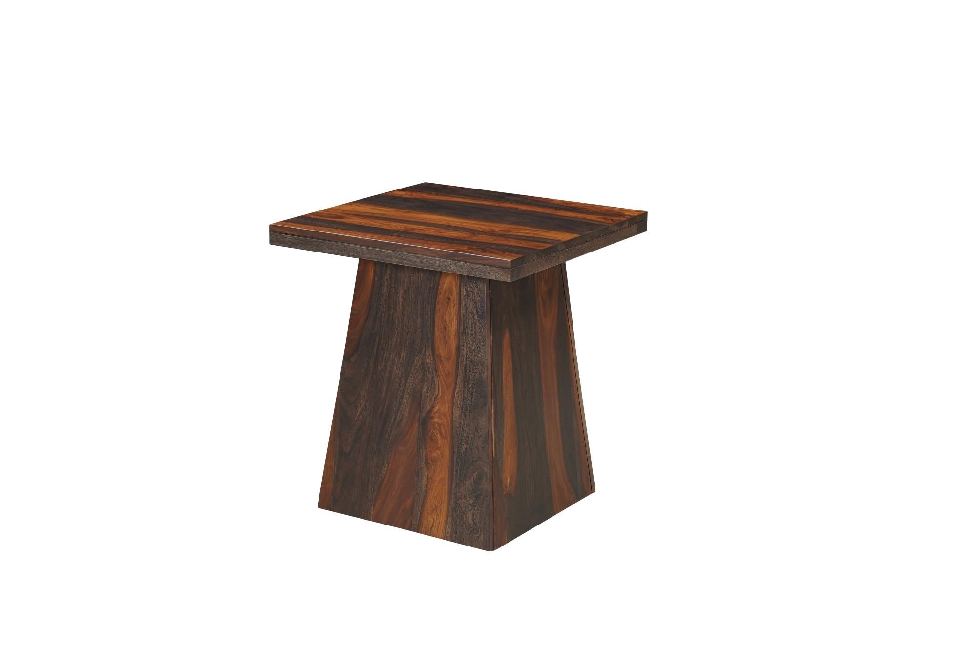 23" Dark Brown Solid Wood Square Pedestal End Table Homeroots Living Room