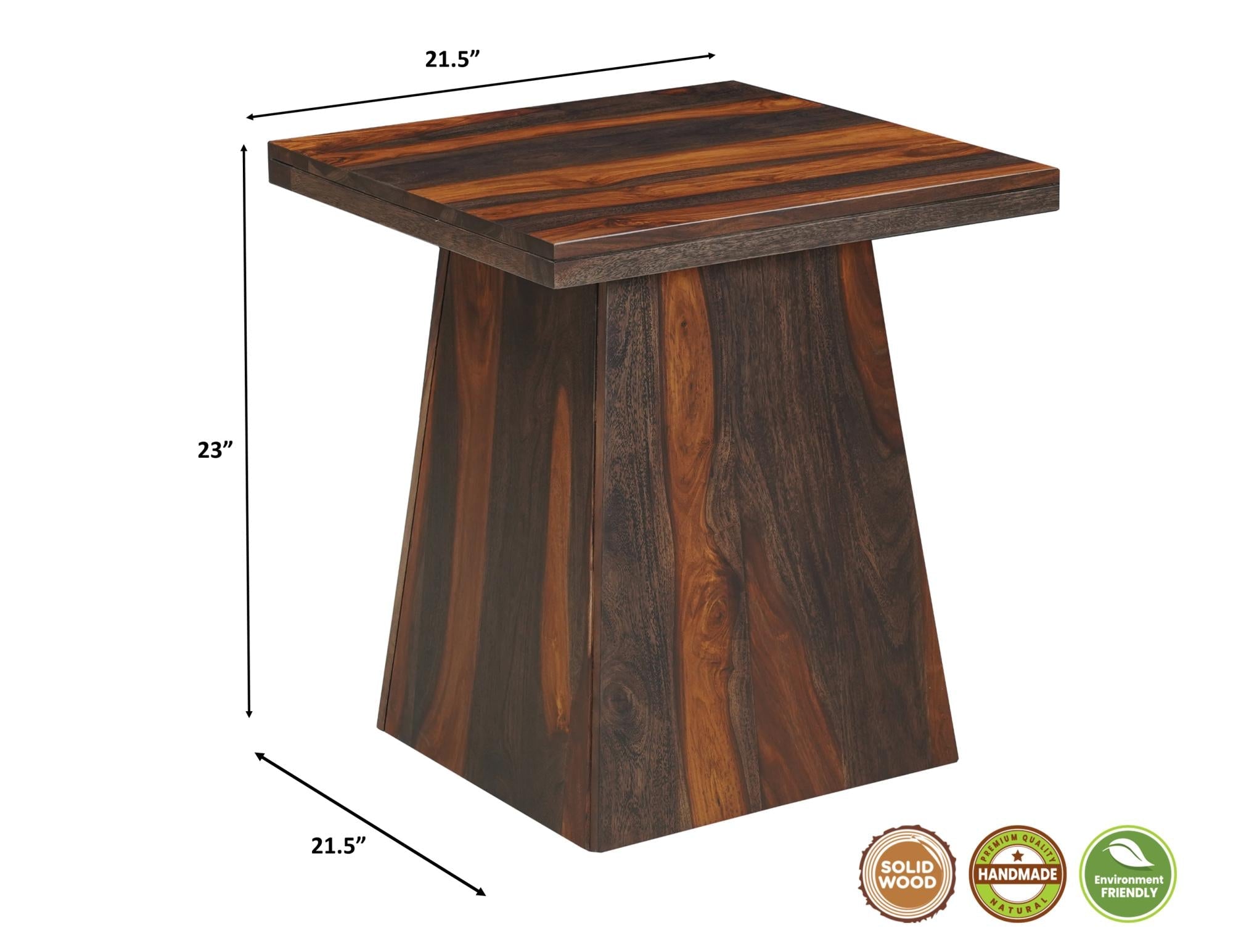23" Dark Brown Solid Wood Square Pedestal End Table Homeroots Living Room