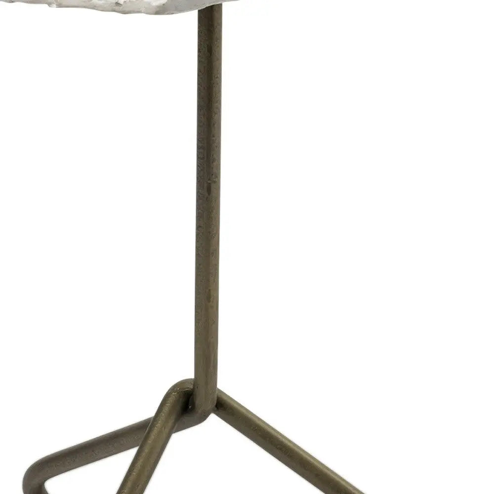 23" Gold And White Marble End Table - GreatEagleInc