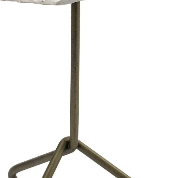 23" Gold And White Marble End Table - GreatEagleInc
