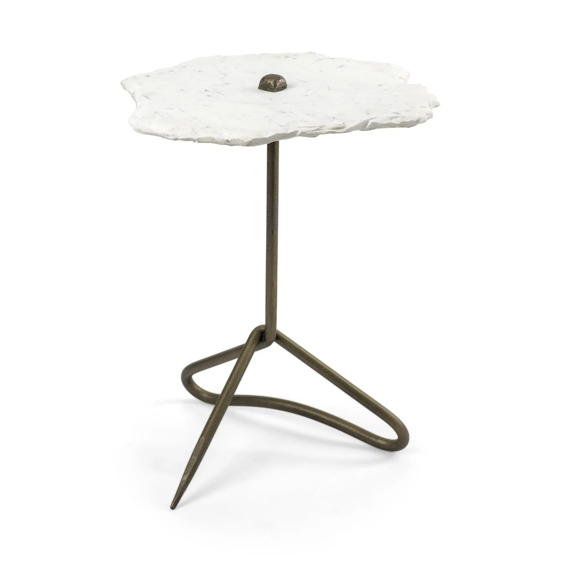 23" Gold And White Marble End Table - GreatEagleInc