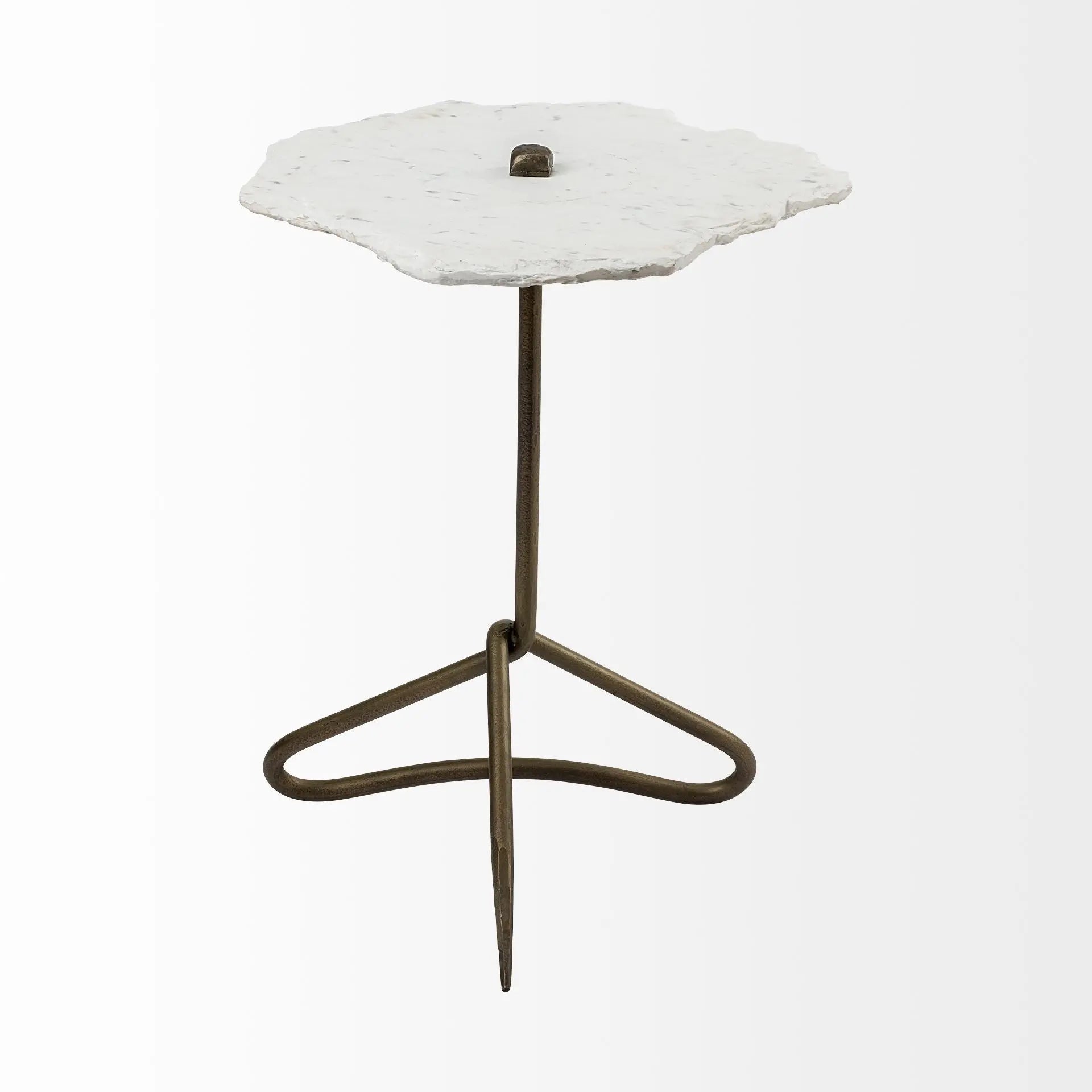 23" Gold And White Marble End Table - GreatEagleInc