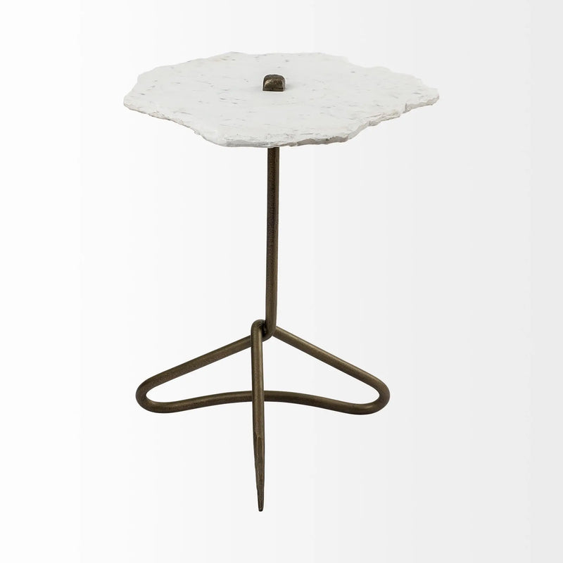 23" Gold And White Marble End Table - GreatEagleInc