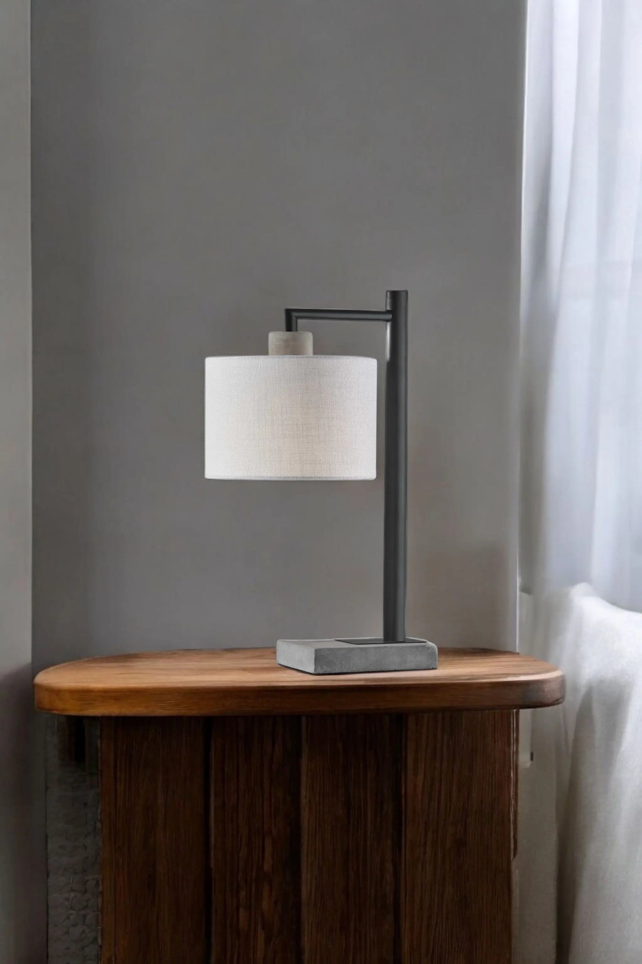 23" Gray Metal Novelty Table Lamp With White Empire Shade - GreatEagleInc