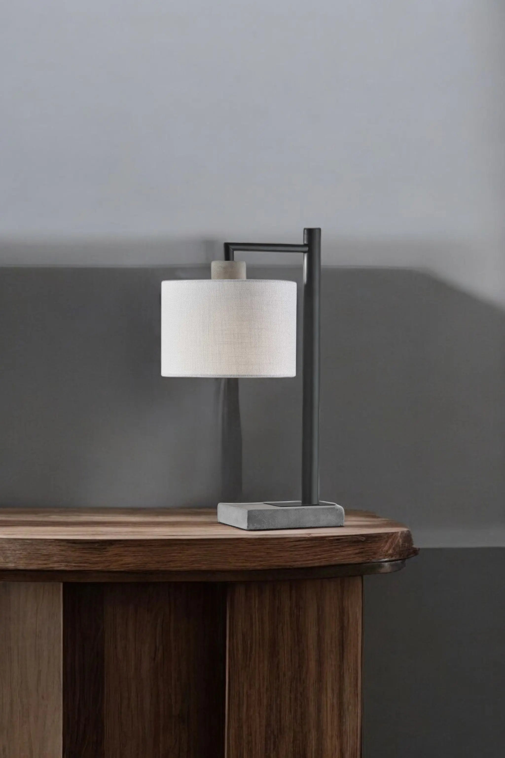 23" Gray Metal Novelty Table Lamp With White Empire Shade - GreatEagleInc