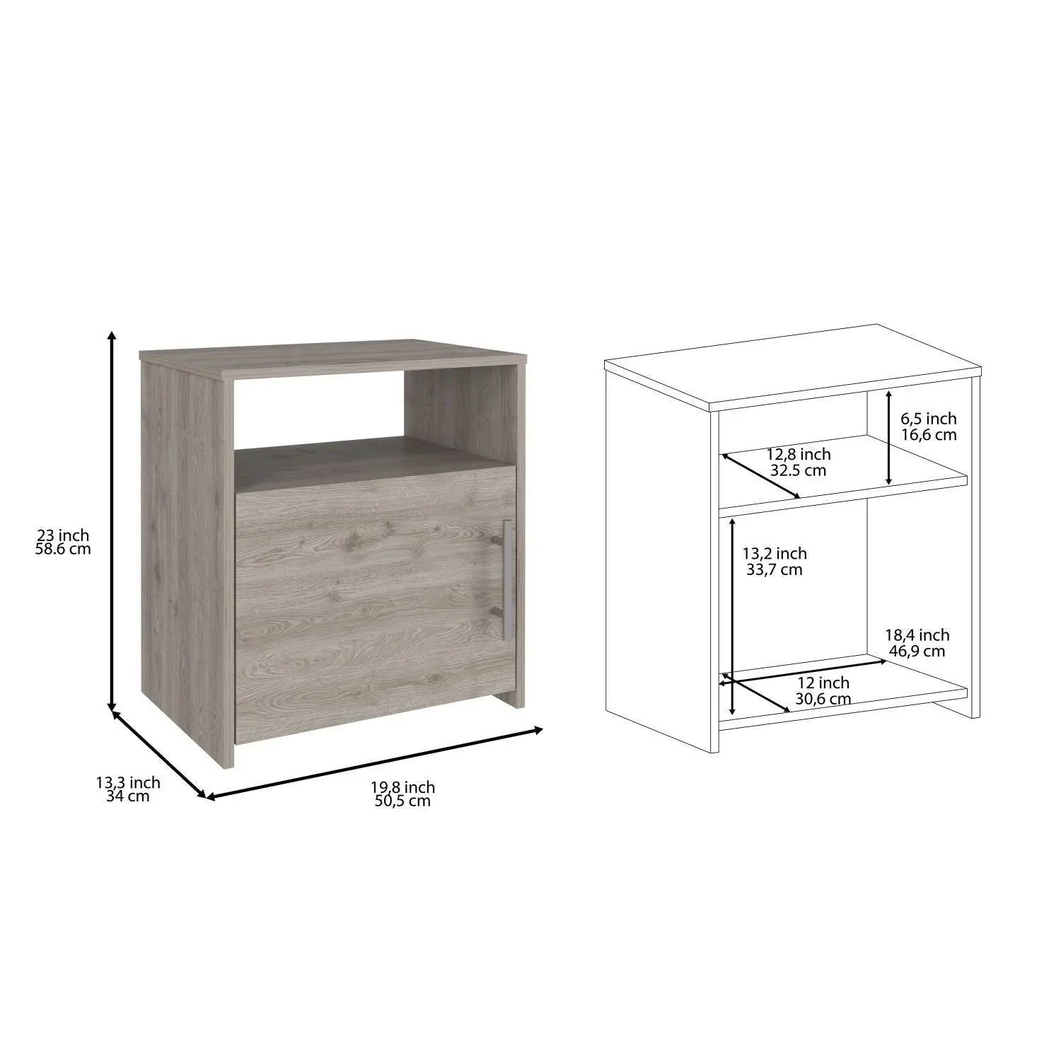 23" Gray Wood Nightstand Homeroots Bed & Bath
